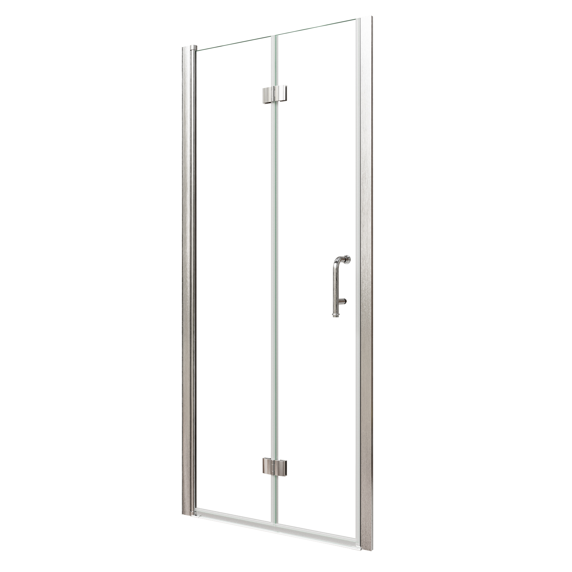 Xspracer 32 to 34 in. W x 72 in. H Bi-Fold Frameless Shower Door in Brushed Nickel with Clear Glass