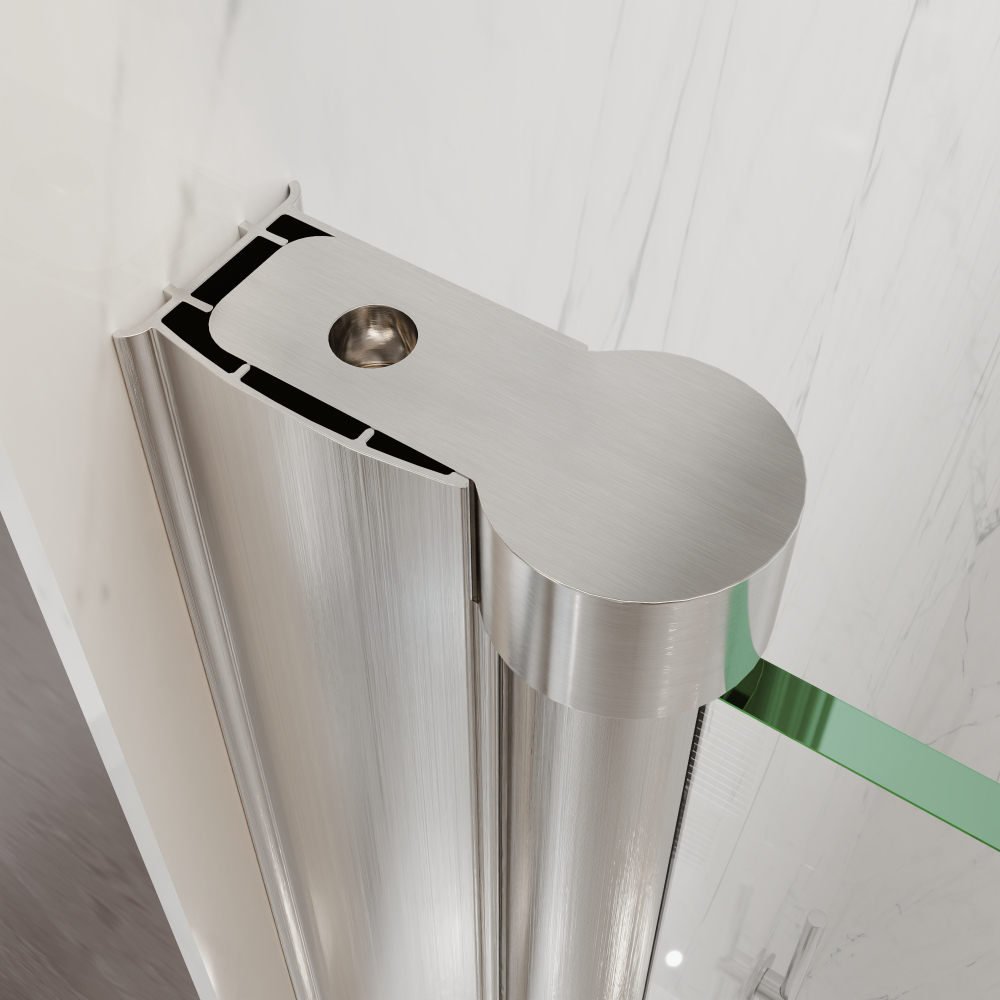 Xspracer 34 to 36 in. W x 72 in. H Pivot Swing Frameless Shower Door in Brushed Nickel with Clear Glass