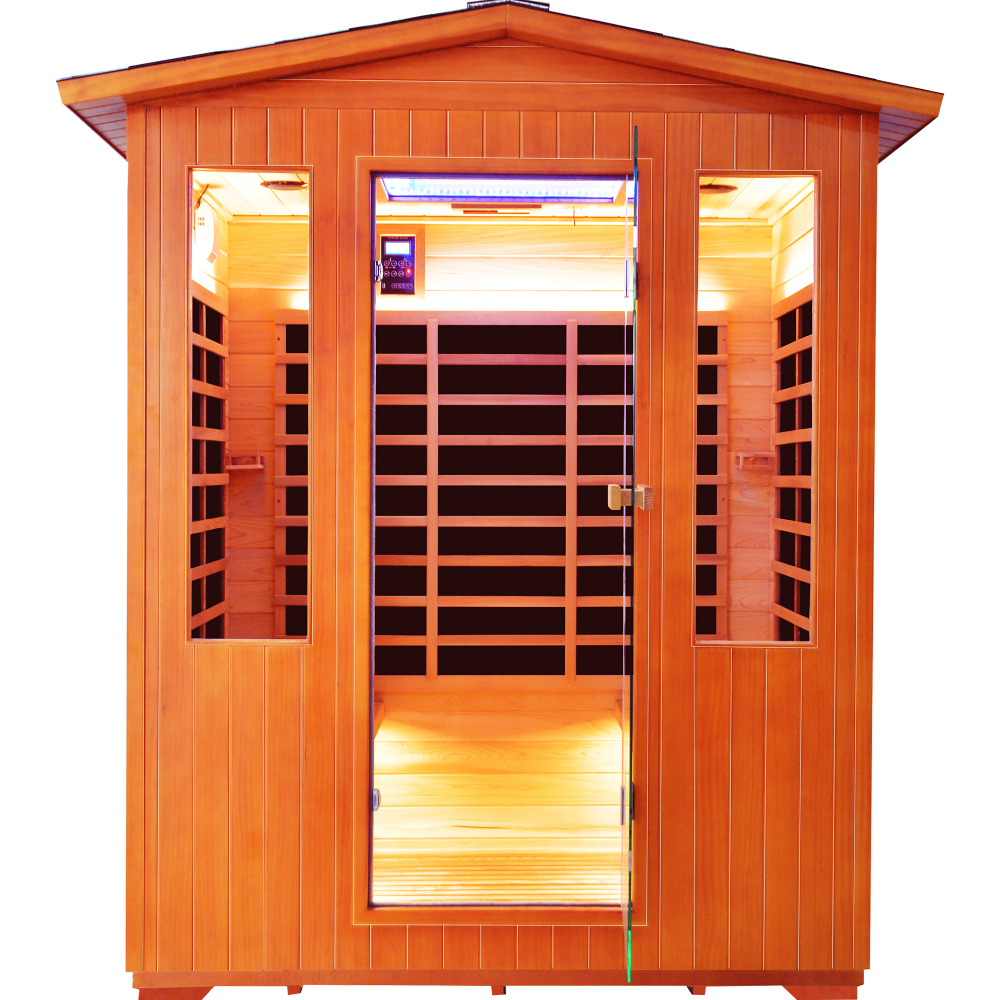 Moray 4-Person Outdoor Infrared Sauna with 11 Far-Infrared Carbon Crystal Heaters, 7-Color Abyss Lamp