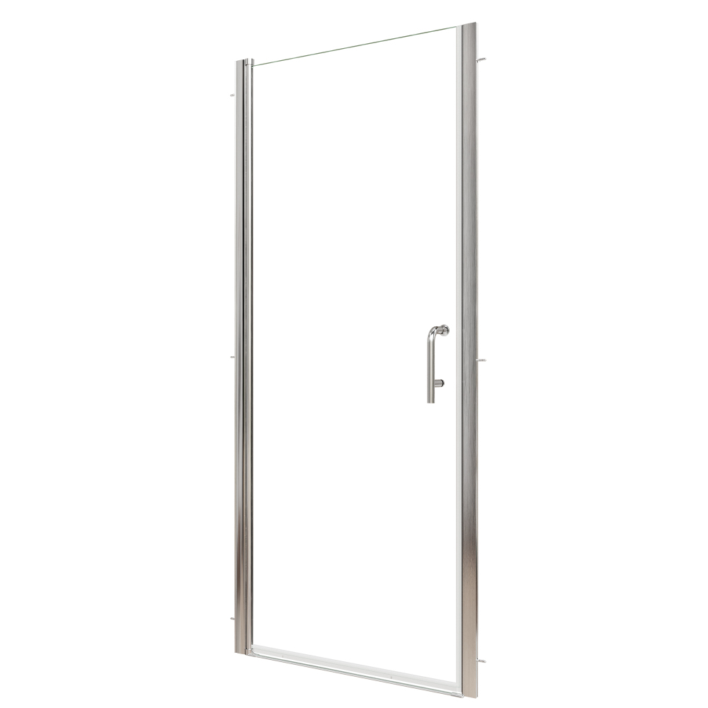 Xspracer 32 to 34 in. W x 72 in. H Pivot Swing Frameless Shower Door in Brushed Nickel with Clear Glass