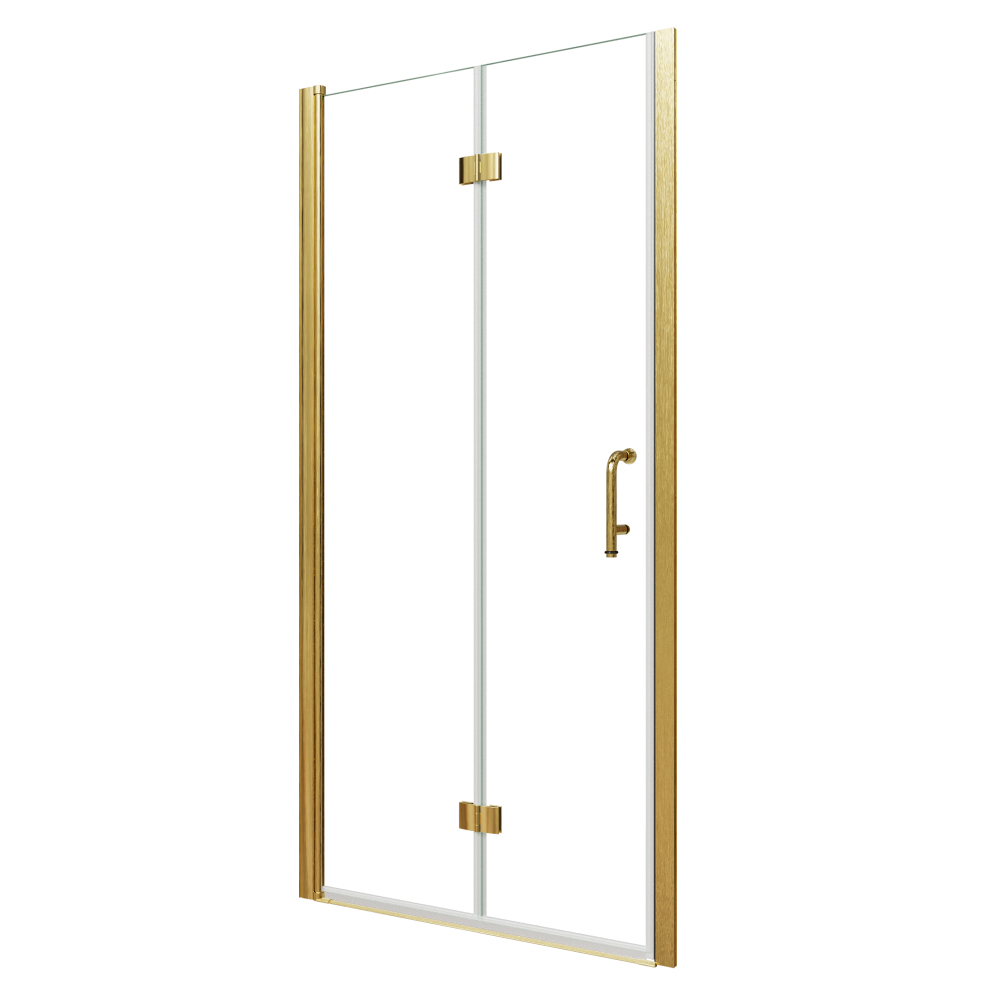 Xspracer 36 to 38 in. W x 72 in. H Bi-Fold Frameless Shower Door in Brushed Gold with Clear Glass