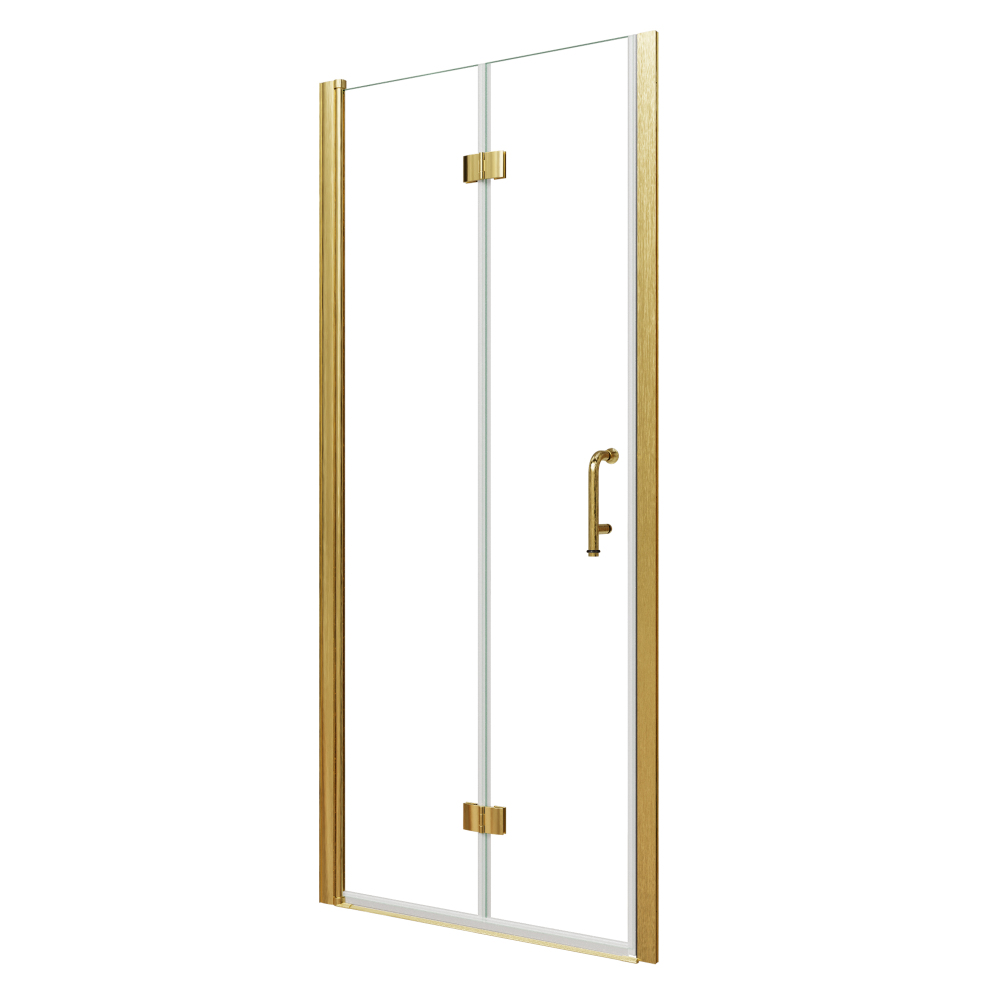 Xspracer 32 to 34 in. W x 72 in. H Bi-Fold Frameless Shower Door in Brushed Gold with Clear Glass