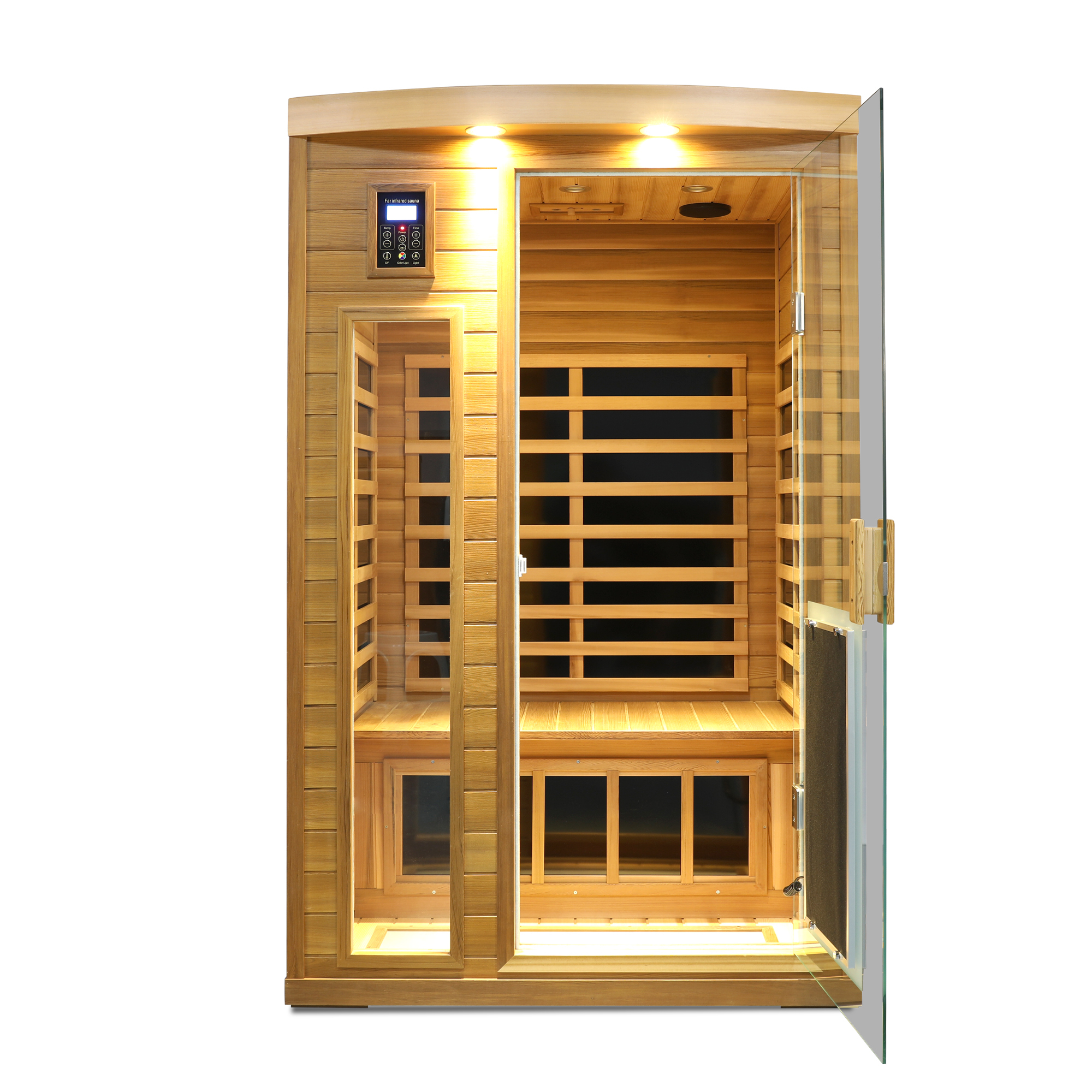 Moray Low-EMF 2-Person Indoor Red Cedar Far-Infrared Sauna Room with 8-Carbon Crystal Heaters