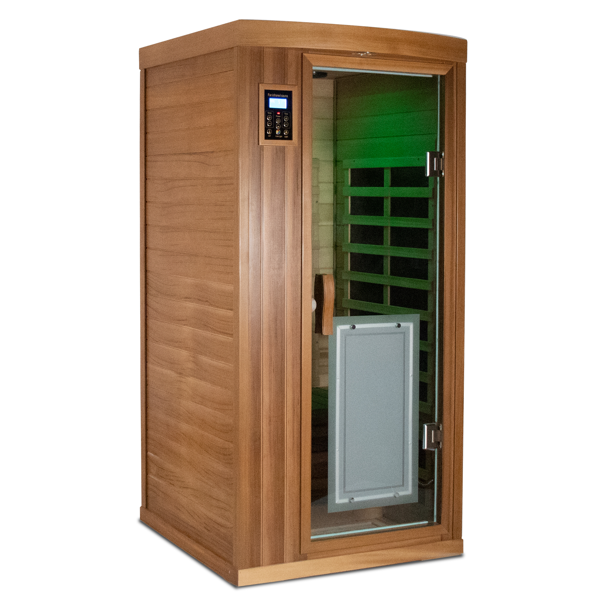 Moray 1-Person Indoor Red Cedar Infrared Sauna with 8 Far-Infrared Carbon Crystal Heaters and Chromotherapy