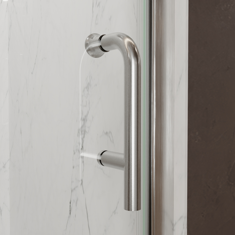 Xspracer 30 to 32 in. W x 72 in. H Pivot Swing Frameless Shower Door in Brushed Nickel with Clear Glass