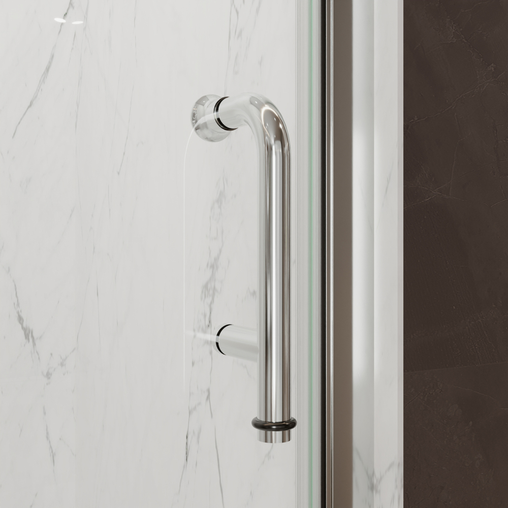 Xspracer 34 to 36 in. W x 72 in. H Bi-Fold Frameless Shower Door in Chrome with Clear Glass