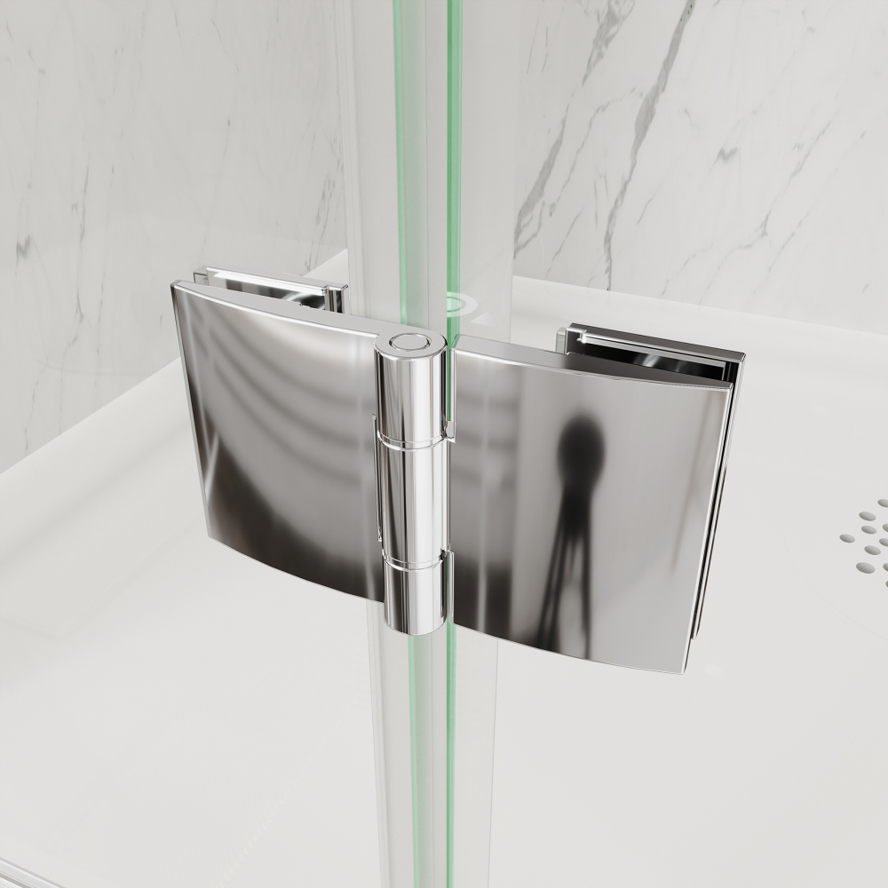 Xspracer 30 to 32 in. W x 72 in. H Bi-Fold Frameless Shower Door in Chrome with Clear Glass