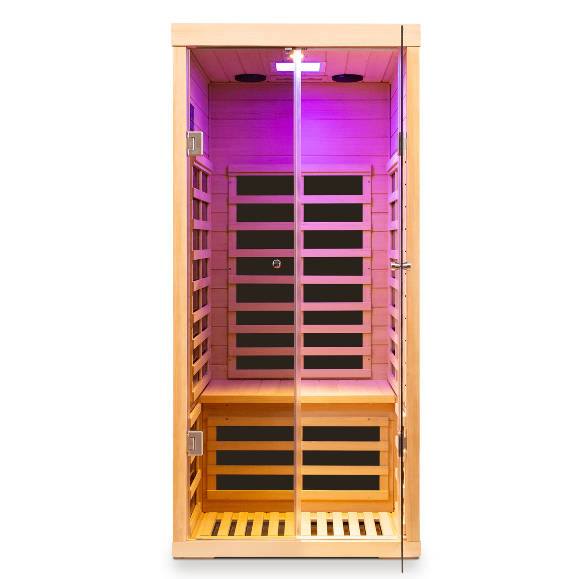 Moray 1-Person Indoor Hemlock Infrared Sauna with 7 Far-Infrared Carbon Crystal Heaters