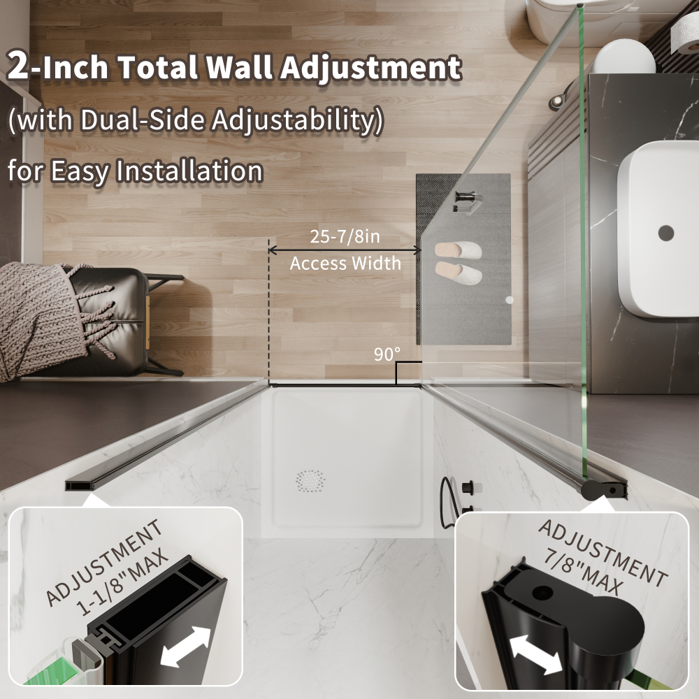 Xspracer 30 to 32 in. W x 72 in. H Pivot Swing Frameless Shower Door in Matte Black with Clear Glass