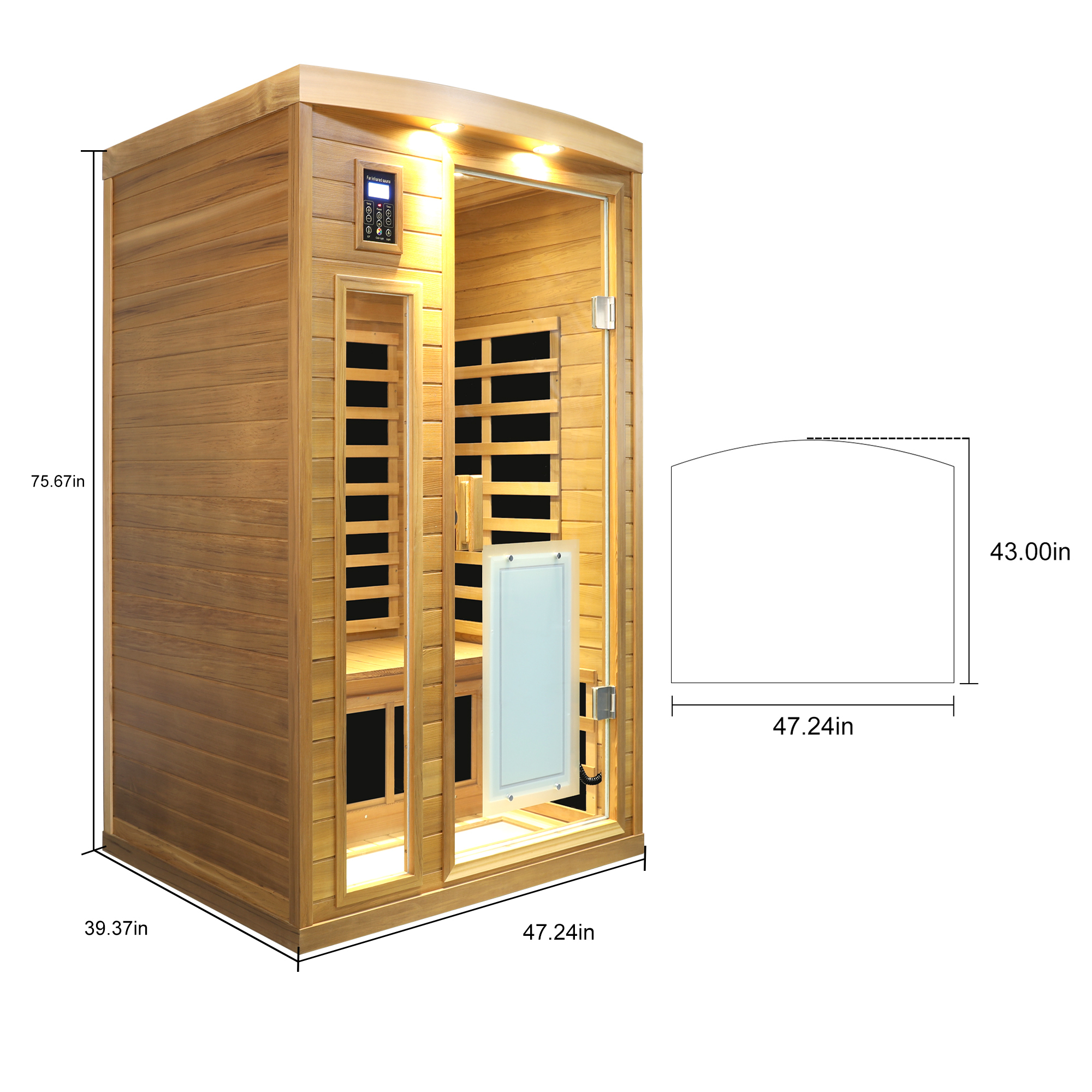 Moray Low-EMF 2-Person Indoor Red Cedar Far-Infrared Sauna Room with 8-Carbon Crystal Heaters