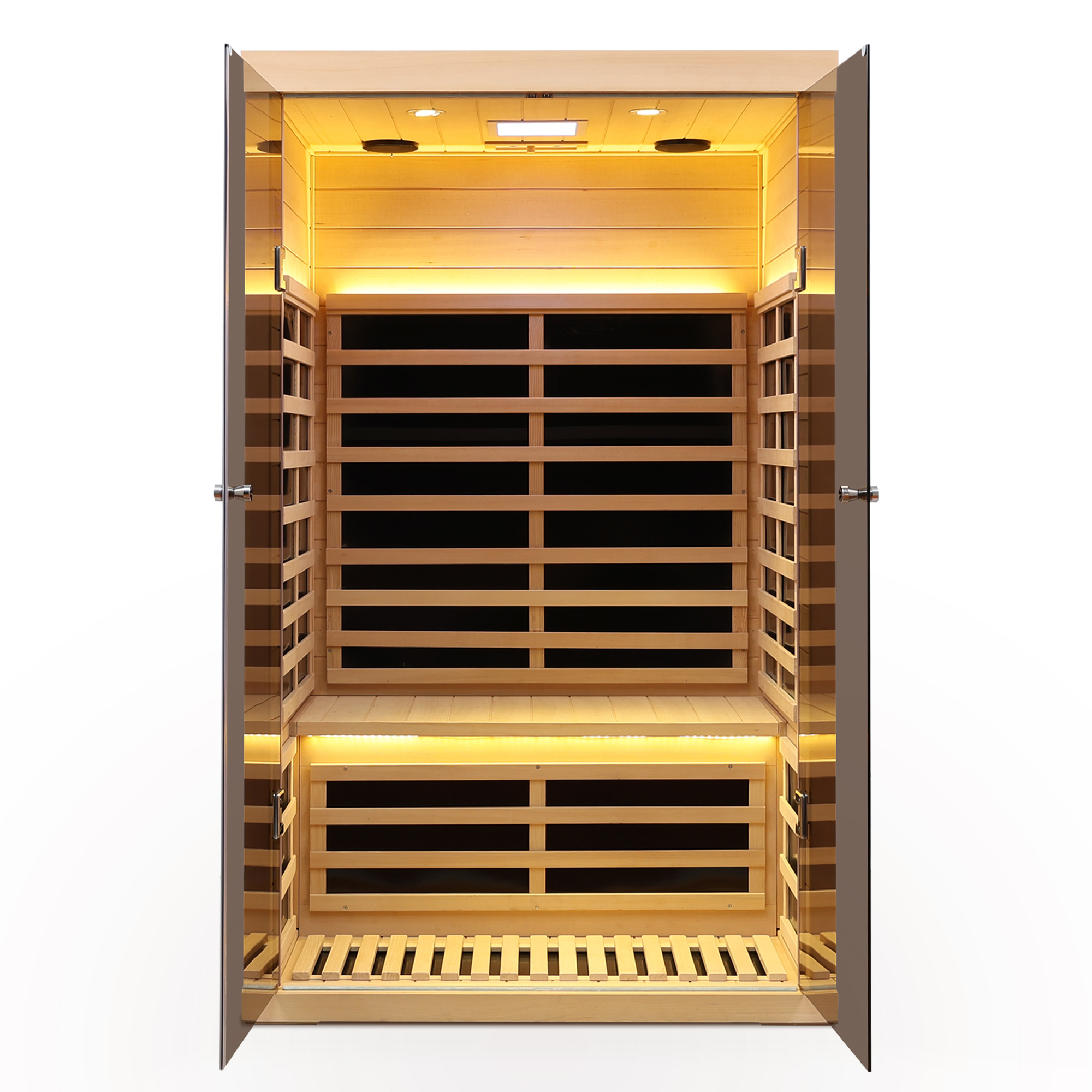 Moray 1-2 Person Indoor Hemlock Infrared Sauna with 7 Far-infrared Carbon Crystal Heaters and Chromotherapy