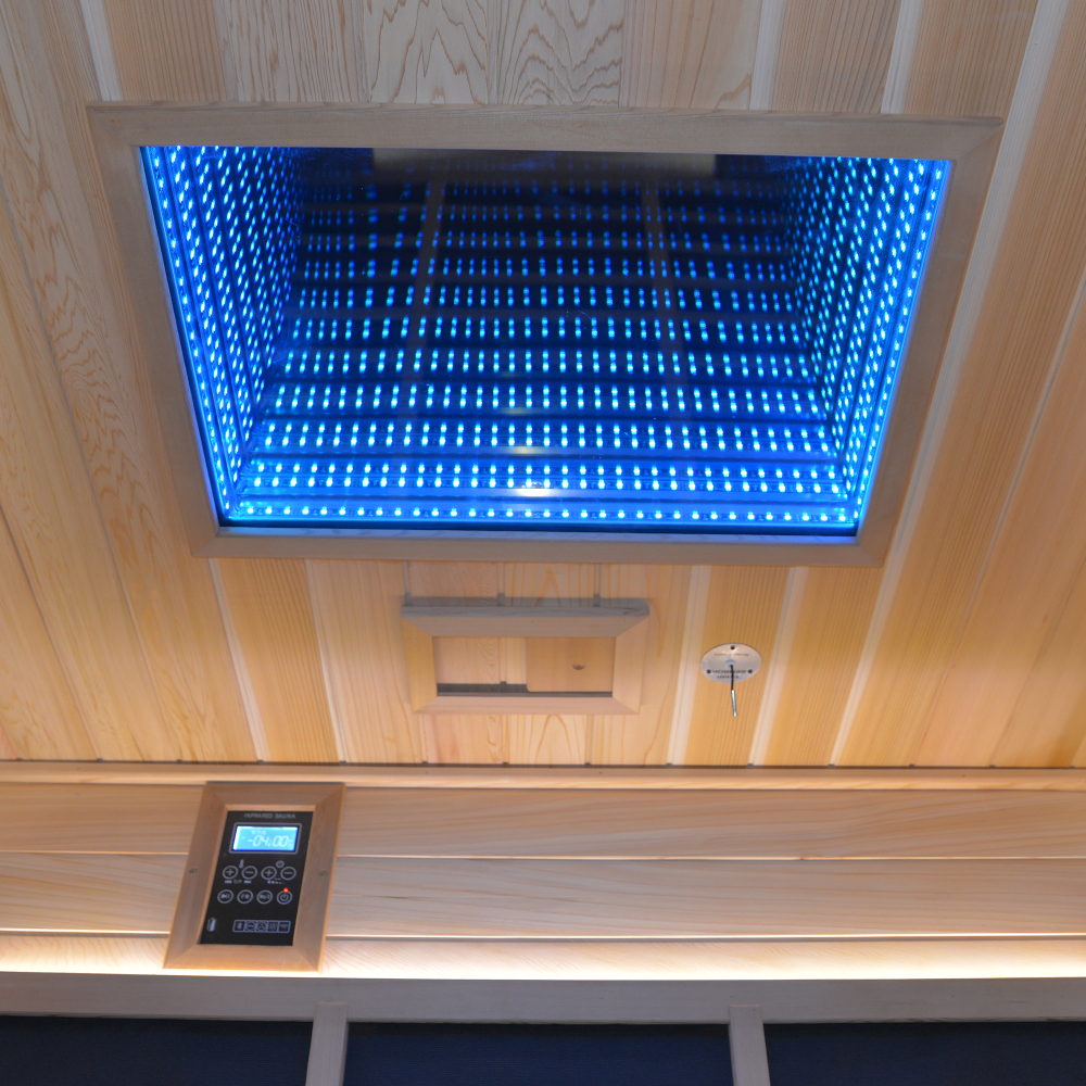 Moray 4-Person Outdoor Infrared Sauna with 11 Far-Infrared Carbon Crystal Heaters, 7-Color Abyss Lamp