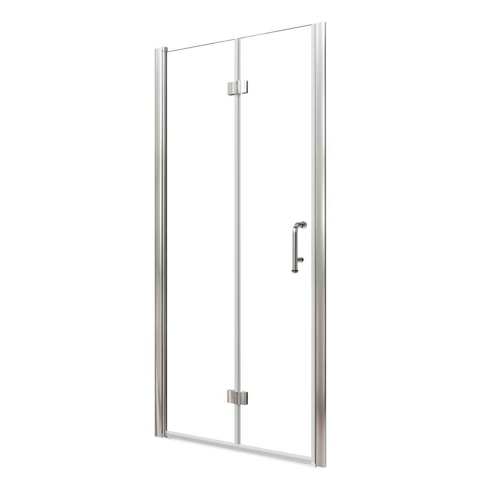 Xspracer 34 to 36 in. W x 72 in. H Bi-Fold Frameless Shower Door in Chrome with Clear Glass