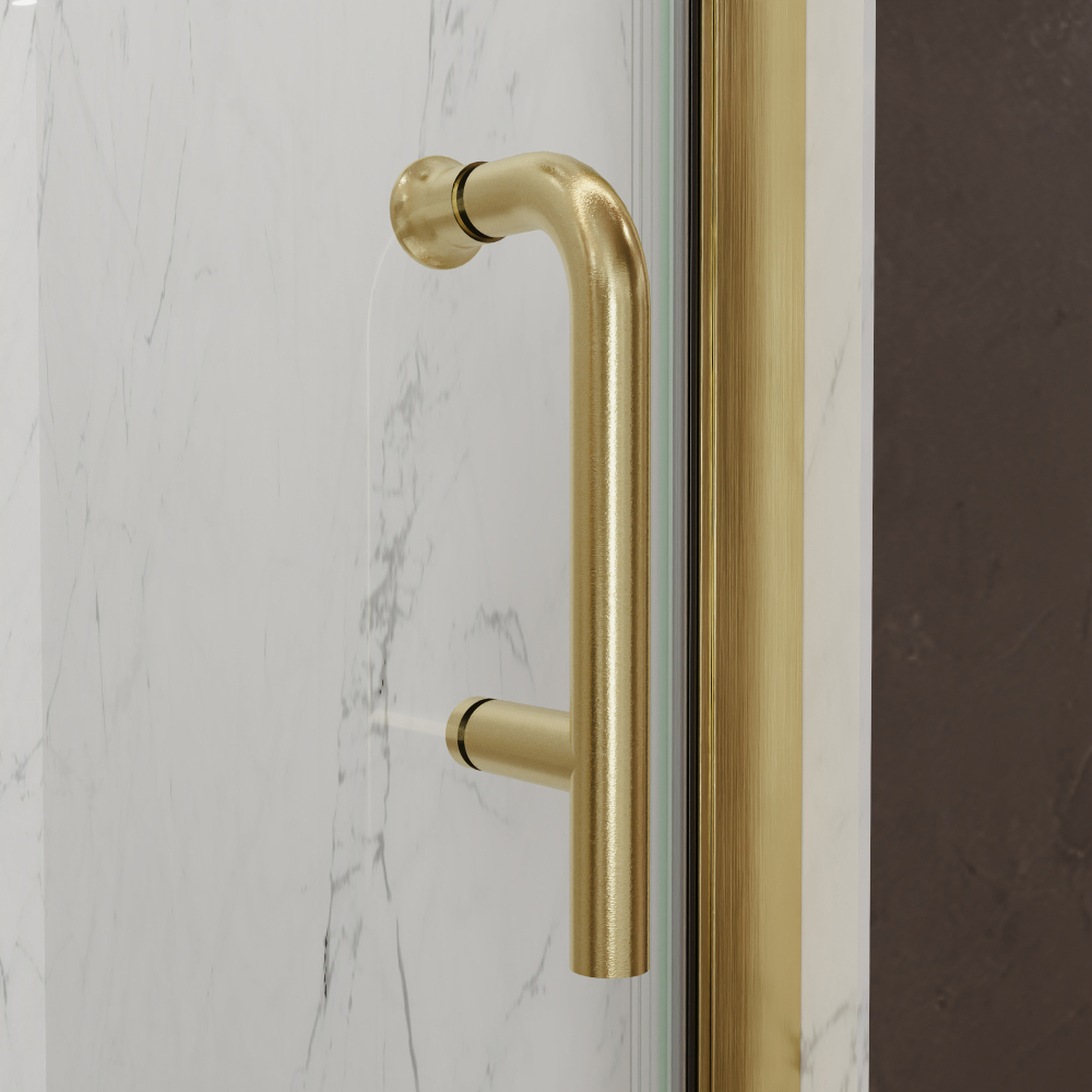 Xspracer 34 to 36 in. W x 72 in. H Pivot Swing Frameless Shower Door in Brushed Gold with Clear Glass