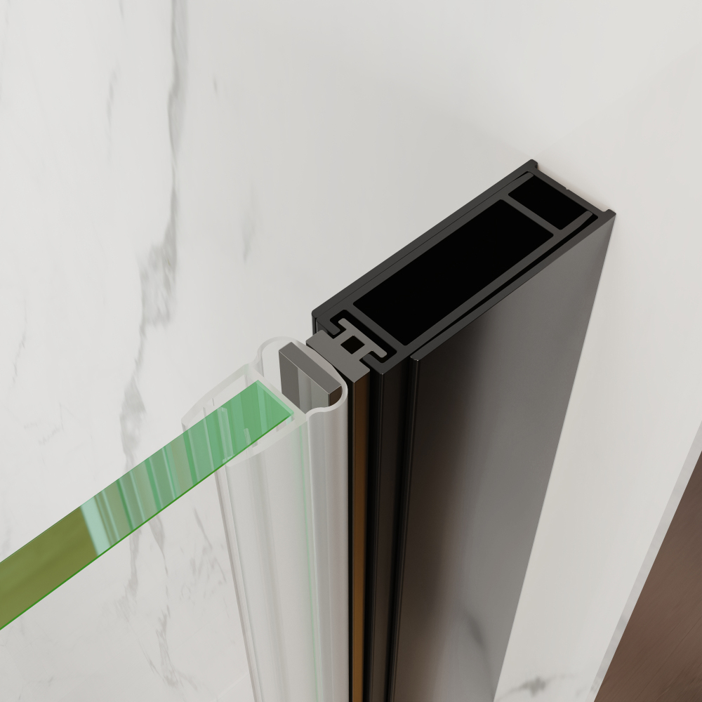 Xspracer 24 to 26 in. W x 72 in. H Pivot Swing Frameless Shower Door in Matte Black with Clear Glass