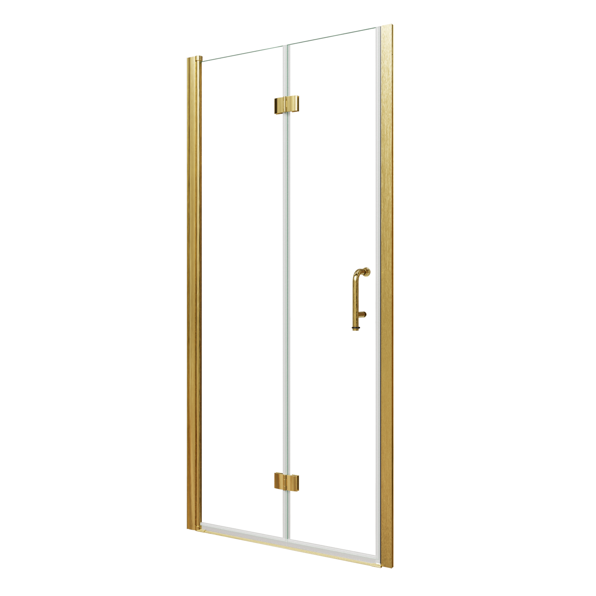 Xspracer 34 to 36 in. W x 72 in. H Bi-Fold Frameless Shower Door in Brushed Gold with Clear Glass