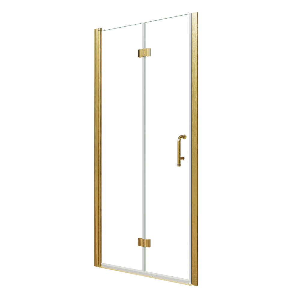 Xspracer 34 to 36 in. W x 72 in. H Bi-Fold Frameless Shower Door in Brushed Gold with Clear Glass