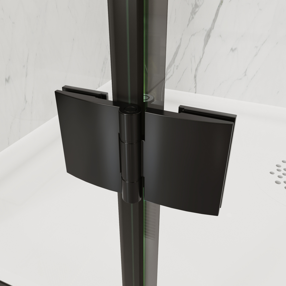 Xspracer 34 to 36 in. W x 72 in. H Bi-Fold Frameless Shower Door in Matte Black with Clear Glass