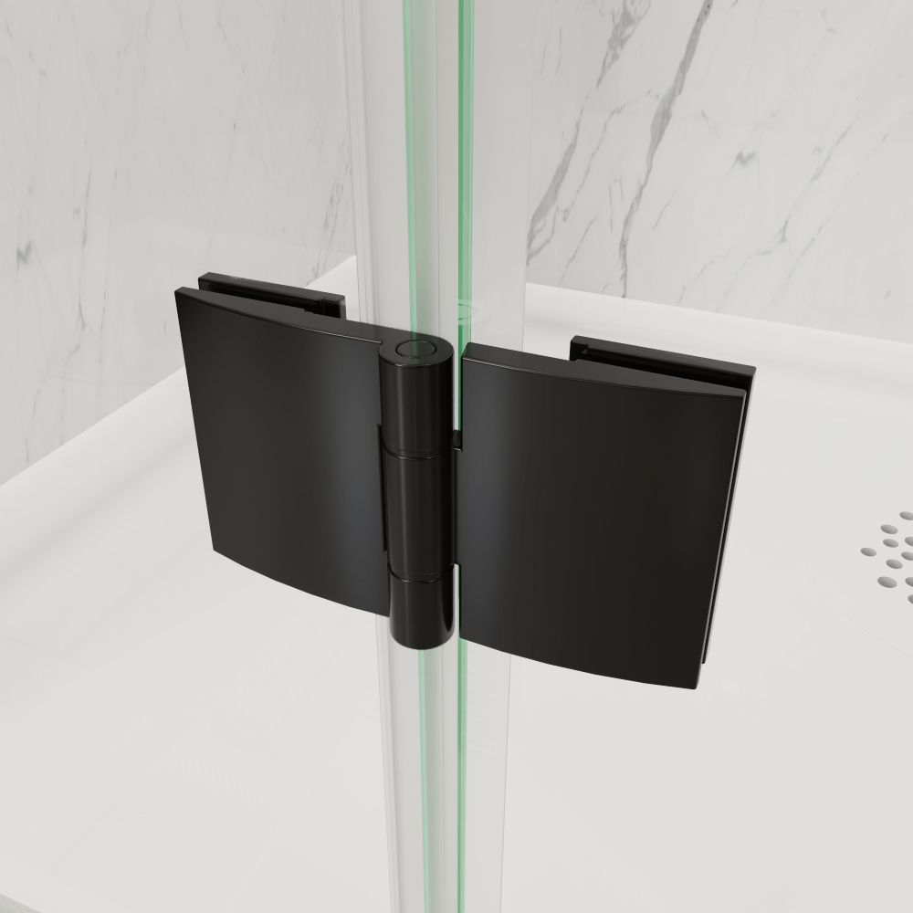 Xspracer 36 to 38 in. W x 72 in. H Bi-Fold Frameless Shower Door in Matte Black with Clear Glass