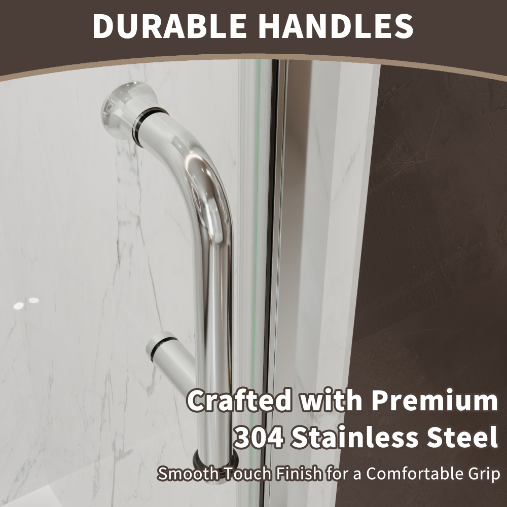 Xspracer 36 to 38 in. W x 72 in. H Bi-Fold Frameless Shower Door in Chrome with Clear Glass