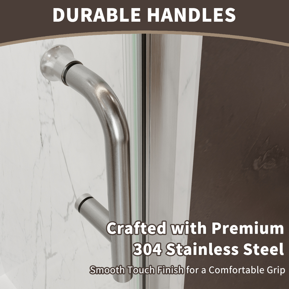 Xspracer 32 to 34 in. W x 72 in. H Pivot Swing Frameless Shower Door in Brushed Nickel with Clear Glass