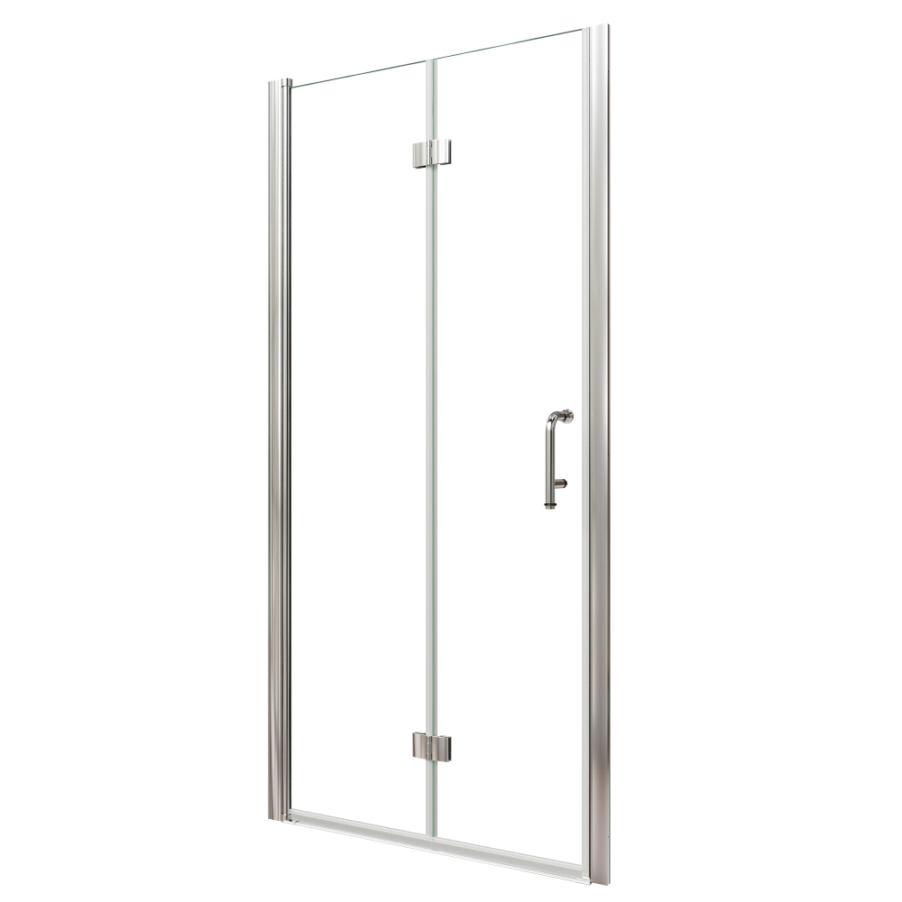 Xspracer 36 to 38 in. W x 72 in. H Bi-Fold Frameless Shower Door in Chrome with Clear Glass