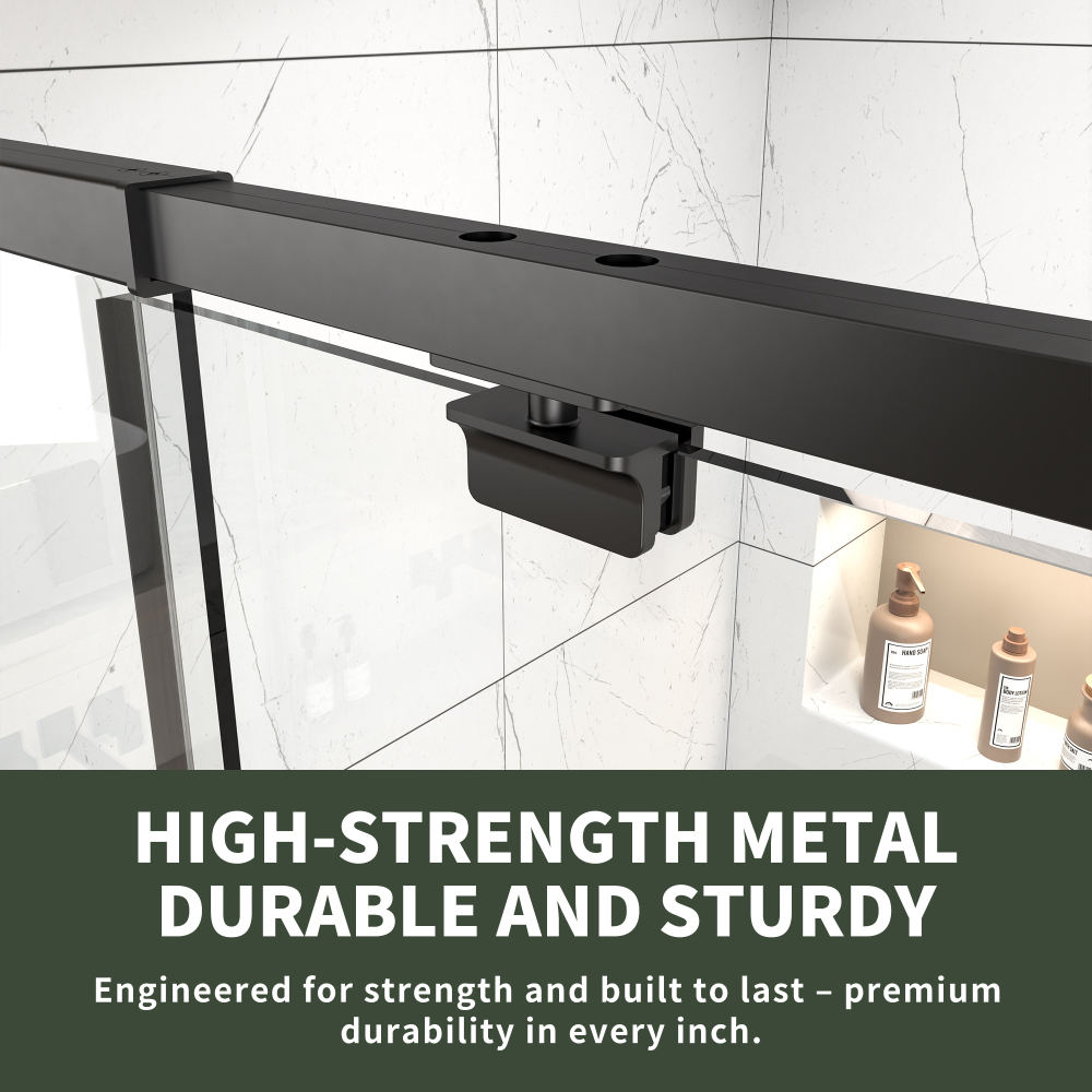 50 in. - 54 in. W x 71 in. H Pivot Framed Shower Door in Matte Black Finish with Clear Glass