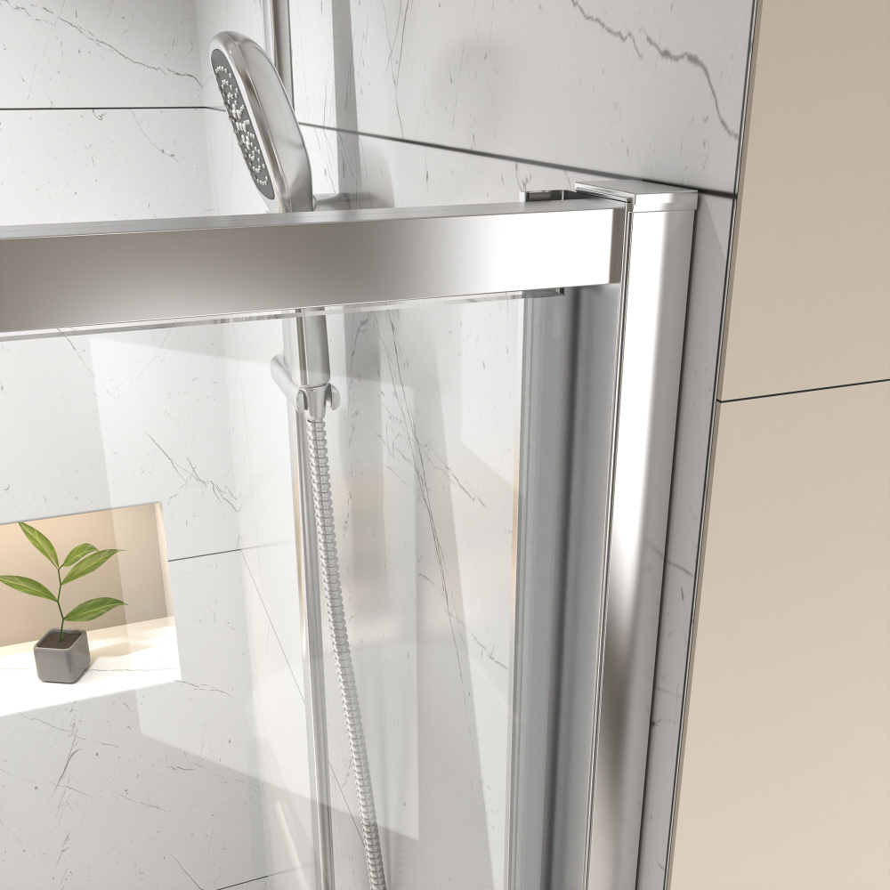 44 in. - 48 in. W x 71 in. H Pivot Framed Shower Door in Chrome Finish with Clear Glass