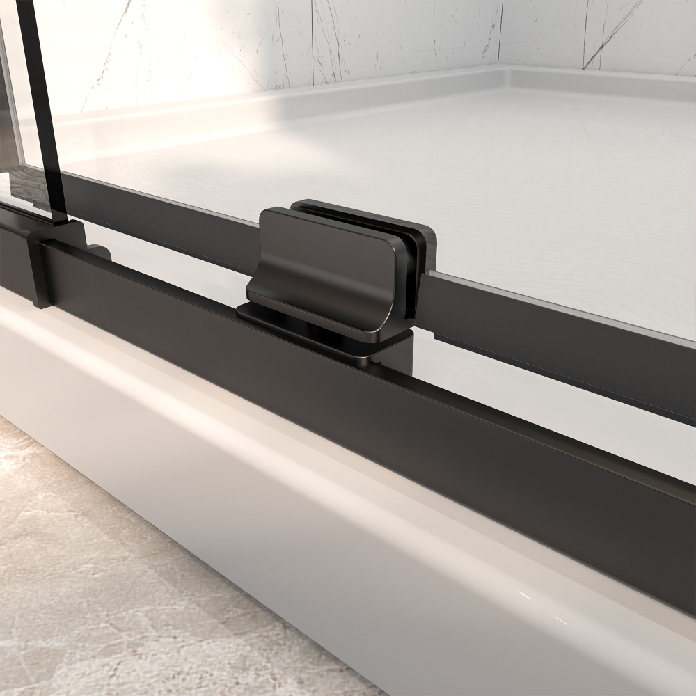 38 in. - 42 in. W x 71 in. H Pivot Framed Shower Door in Matte Black Finish with Clear Glass