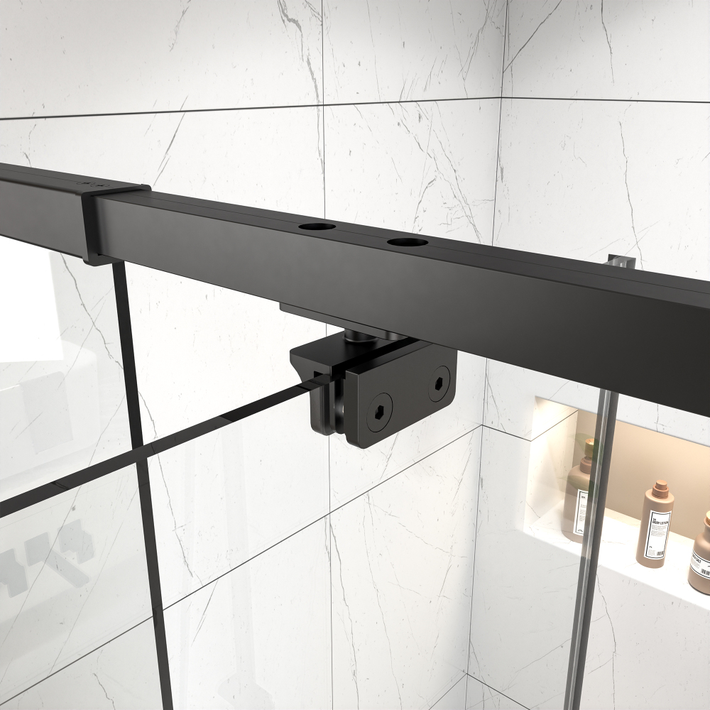 38 in. - 42 in. W x 71 in. H Pivot Framed Shower Door in Matte Black Finish with Clear Glass