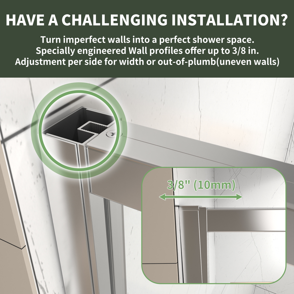 44 in. - 48 in. W x 71 in. H Pivot Framed Shower Door in Chrome Finish with Clear Glass