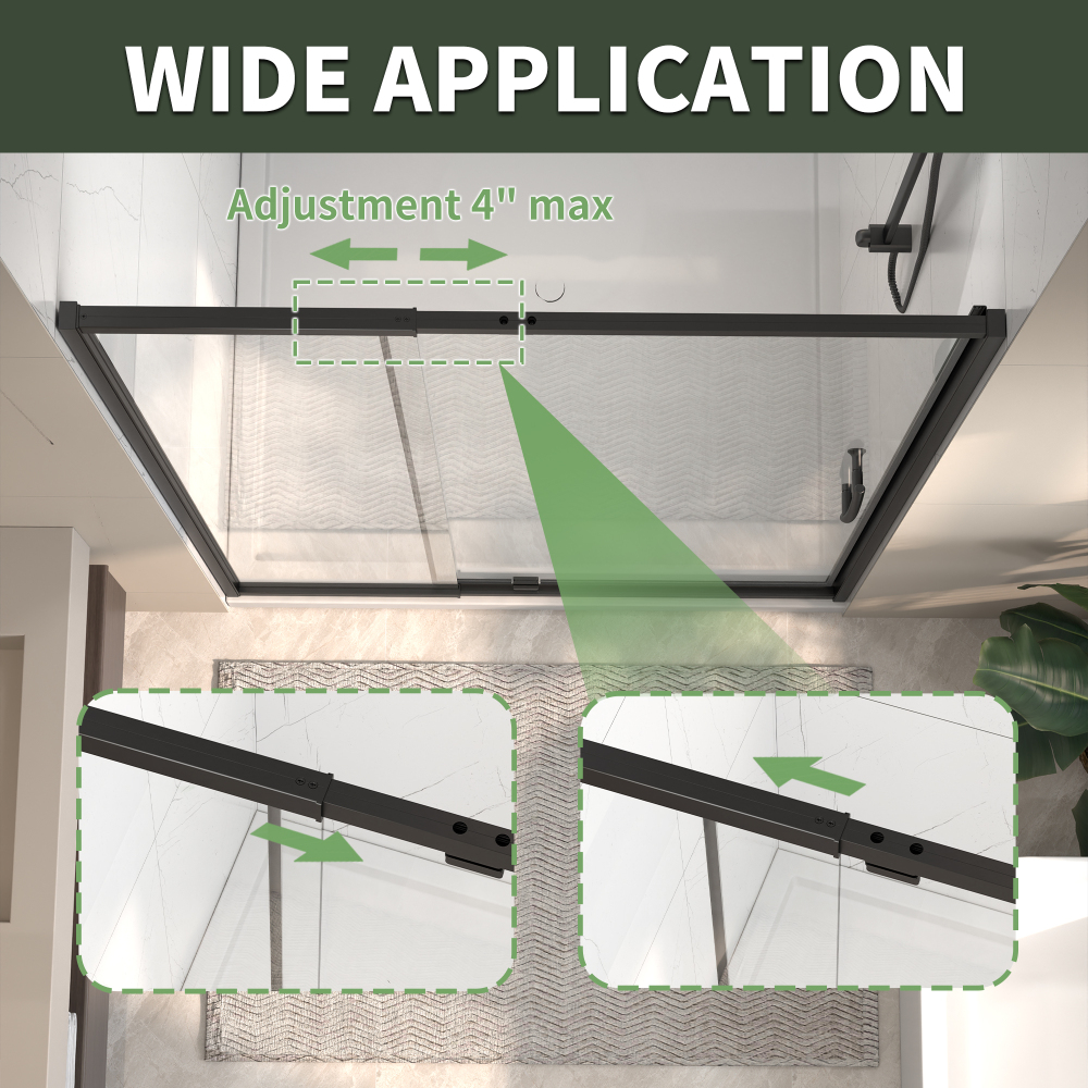 44 in. - 48 in. W x 71 in. H Pivot Framed Shower Door in Matte Black Finish with Clear Glass