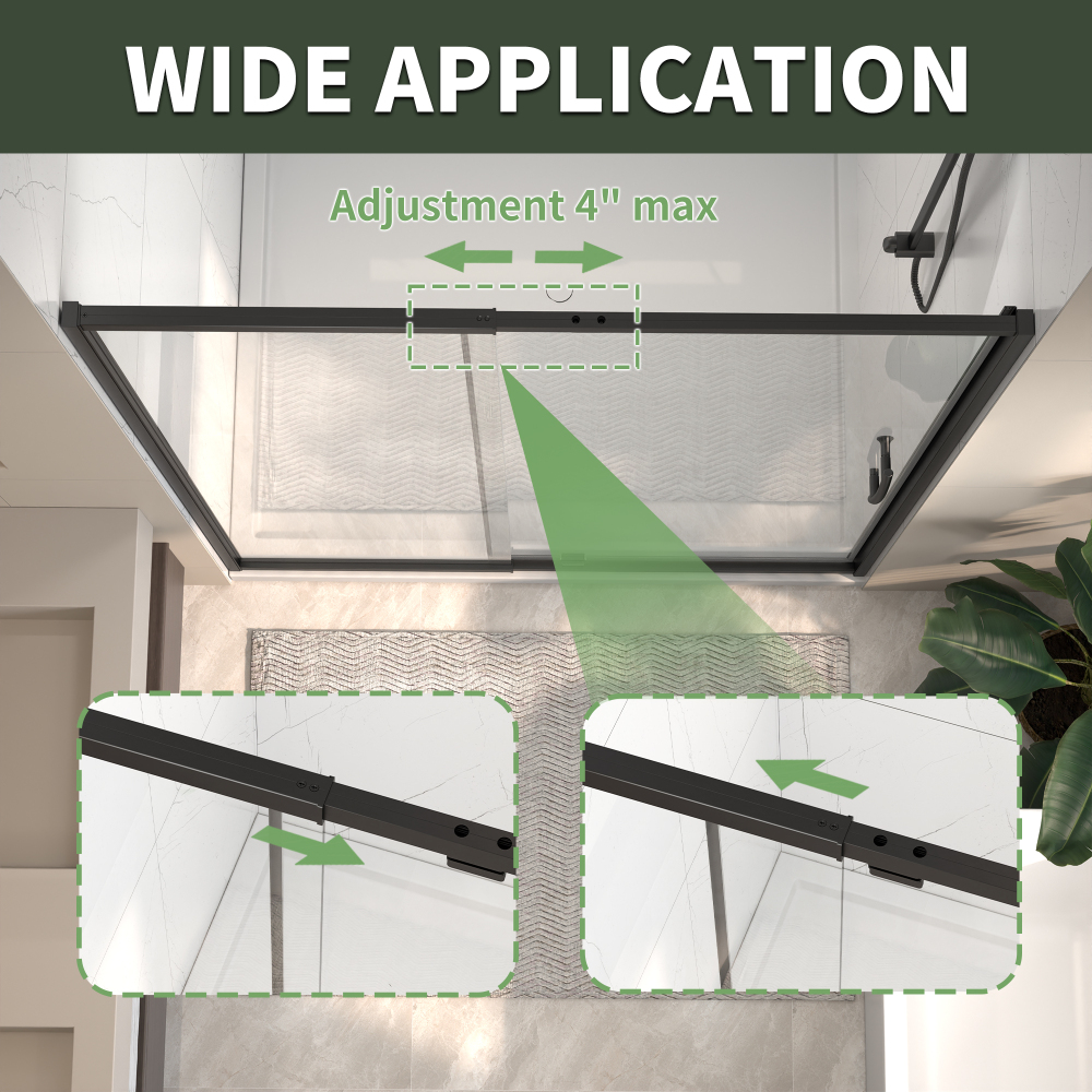 50 in. - 54 in. W x 71 in. H Pivot Framed Shower Door in Matte Black Finish with Clear Glass