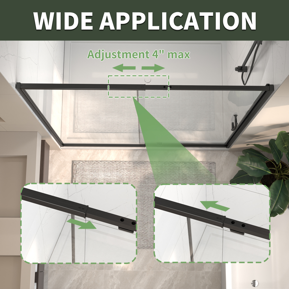 56 in. - 60 in. W x 71 in. H Pivot Framed Shower Door in Matte Black Finish with Clear Glass
