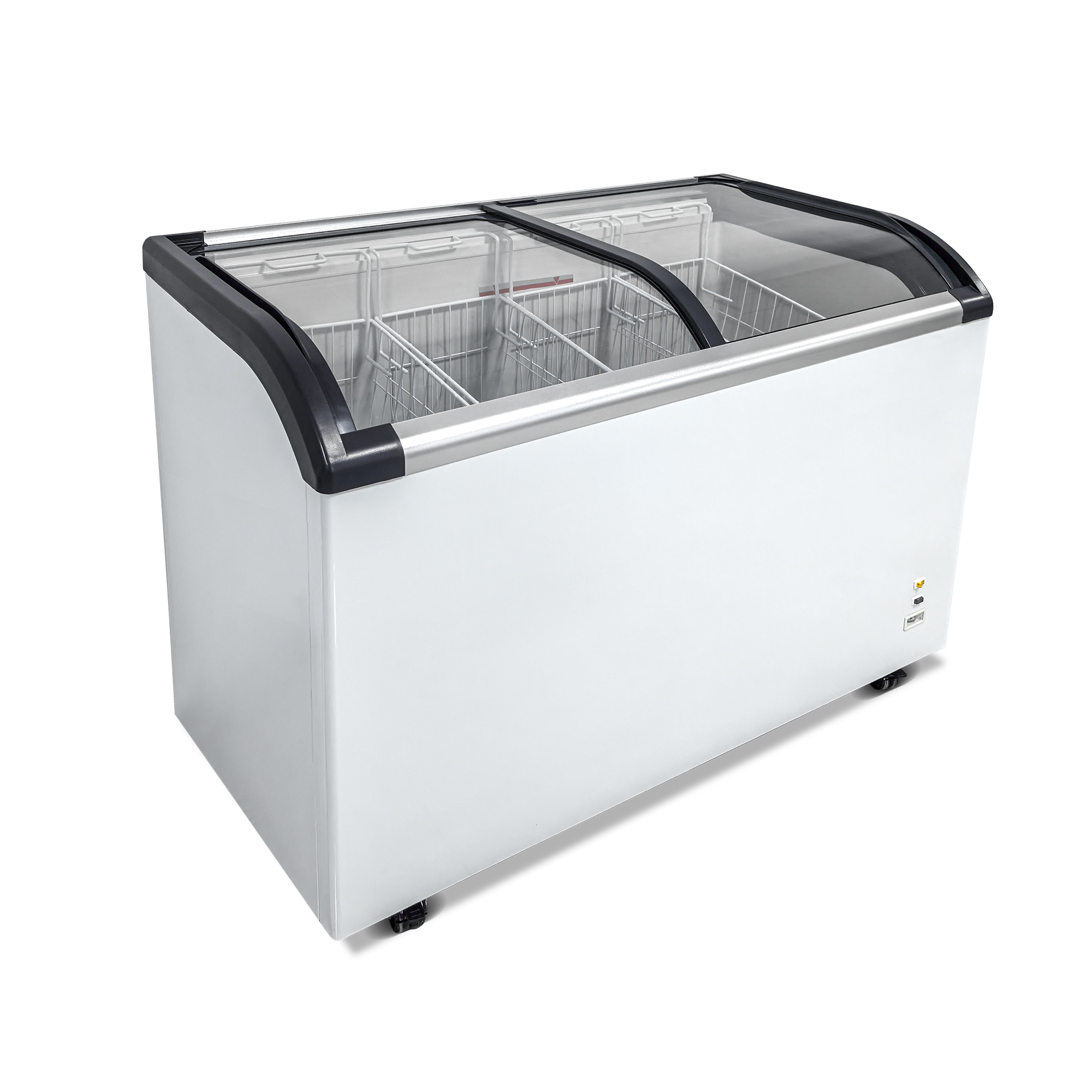 Xspracer Top Display Freezer 9.8 Cu.ft Sliding Glass Lid Ice Cream Freezers Commercial Mobile Chest Freezer with LED Lighting