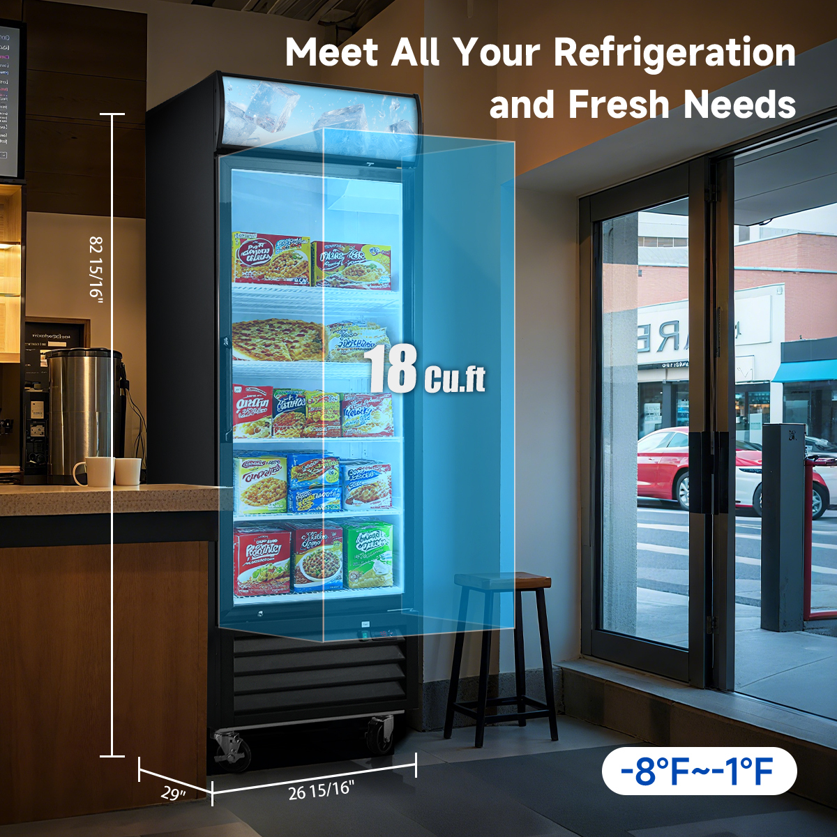 Xspracer Commercial Freezer 16-cu ft Upright Frost-free Commercial Freezer in Black
