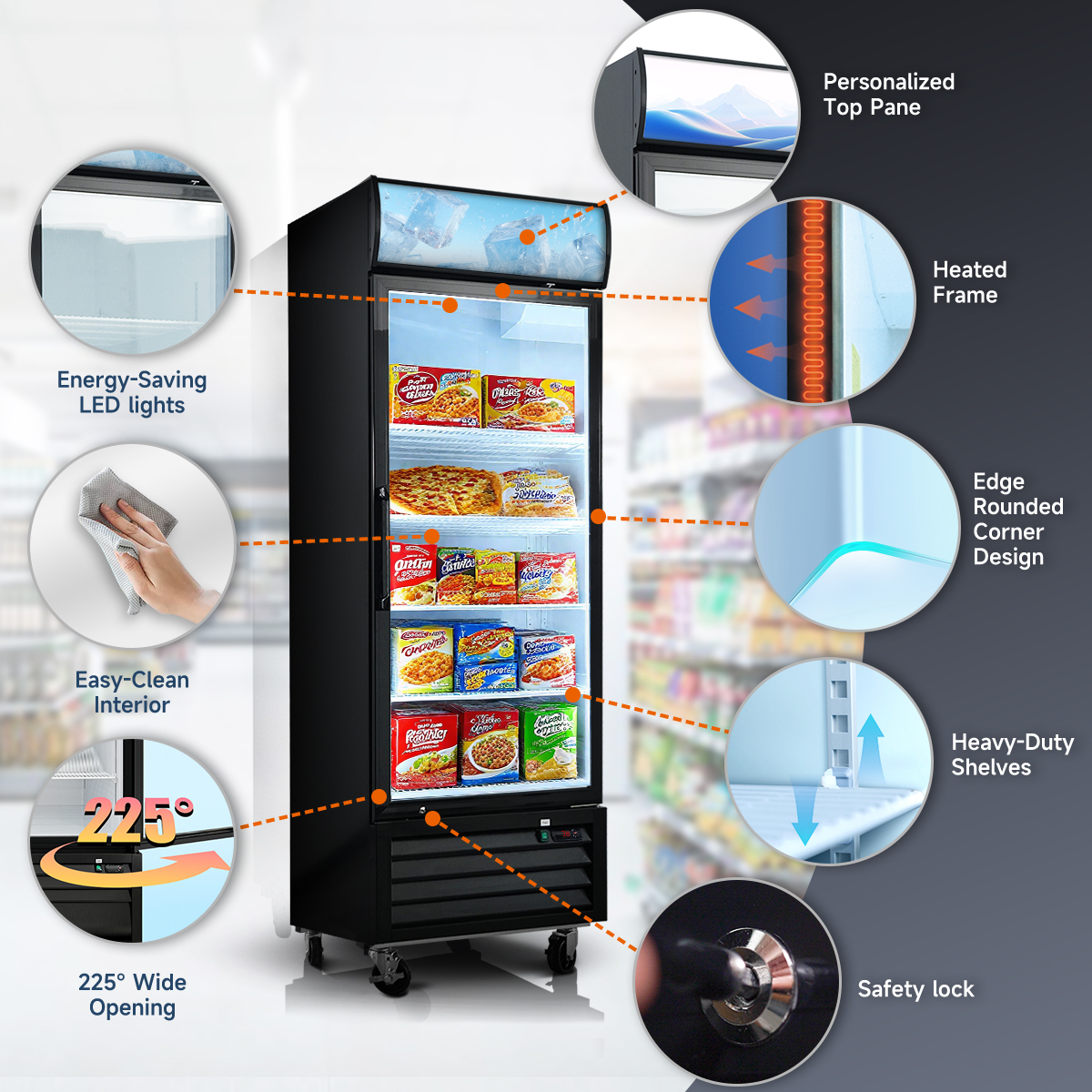 Xspracer Commercial Freezer 16-cu ft Upright Frost-free Commercial Freezer in Black