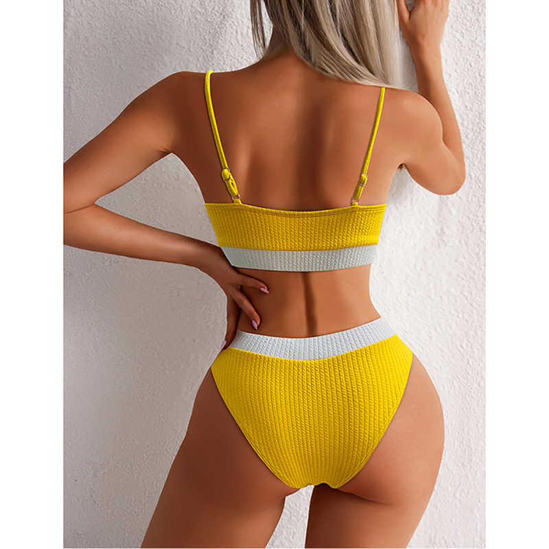 Yellow Splice Yellow 2 Piece Bikini Set TQK610268-7