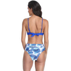 Blue Cute Bra with Print Bottom Bikini Set TQK610205-5