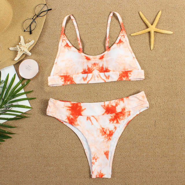 Orange Two-piece Tie Dye Bikini TQK610175-14
