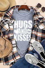 Gray HUGS AND KISSES Valentines Graphic Print Tee LC25219491-11