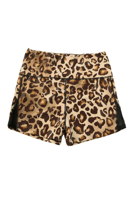 Leopard Mesh Cutout Patchwork Swim Shorts LC472303-20