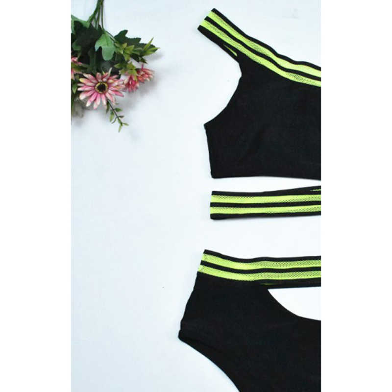 Black Contrast Cut-out Two Pieces Bikini Swimsuit TQX610008-2