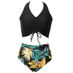 Black Smock Printed Bikini Swimwear TQK610300-2