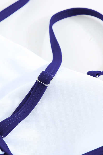 Blue Floral Pattern Strapless Tankini Set LC414353-5