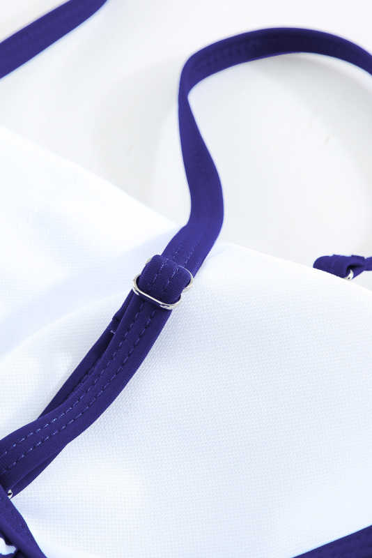 Blue Floral Pattern Strapless Tankini Set LC414353-5