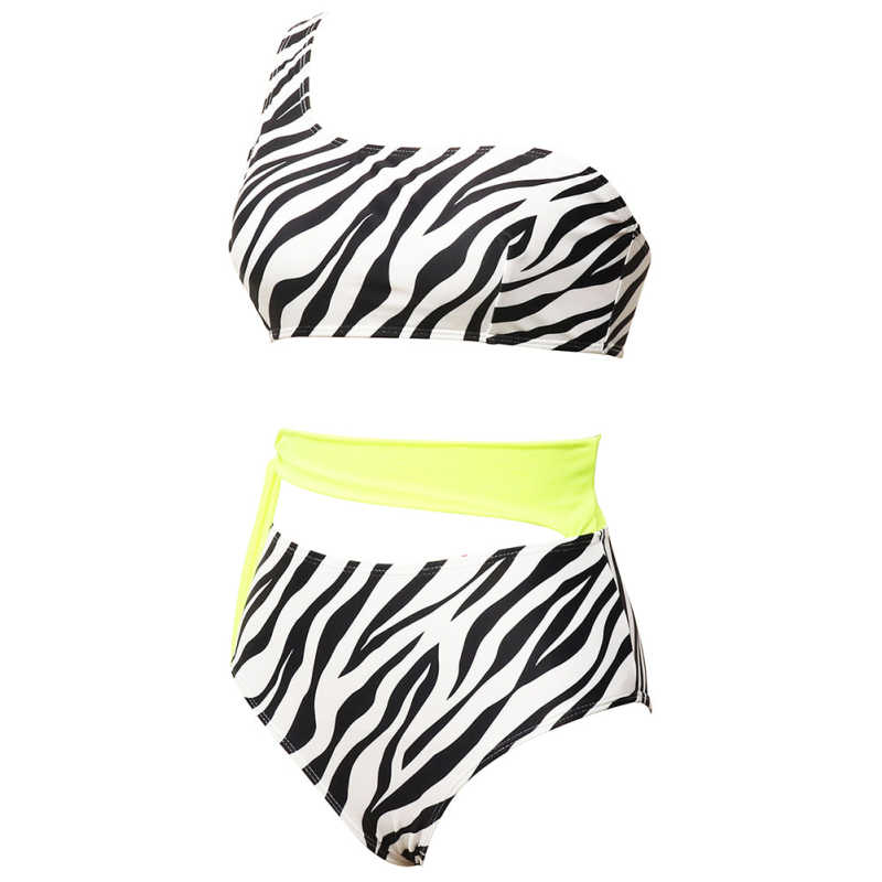 Black Red One Shoulder Tie Waist Bikini Swimwear TQK610297-37