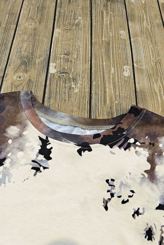 Black Blank Apparel- Bleached Dyed Print O-neck Graphic T Shirt LC25220612-2