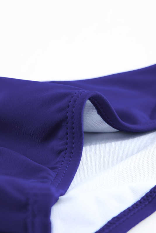 Blue Floral Pattern Strapless Tankini Set LC414353-5