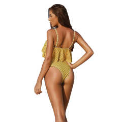 Yellow Floral Print Two-Piece Bikini Set TQK610155-7
